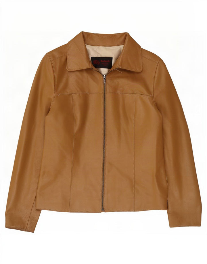 Vintage Damen Lederjacke UK 8 Small Beige