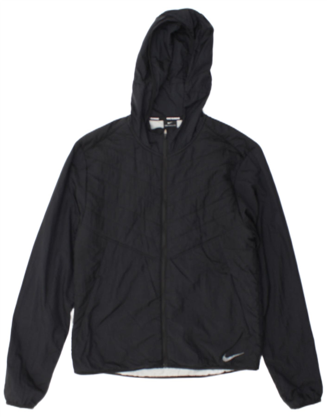 Nike Damen-Laufjacke mit Kapuze, gepolstert, UK 10, Größe S, schwarzes Nylon