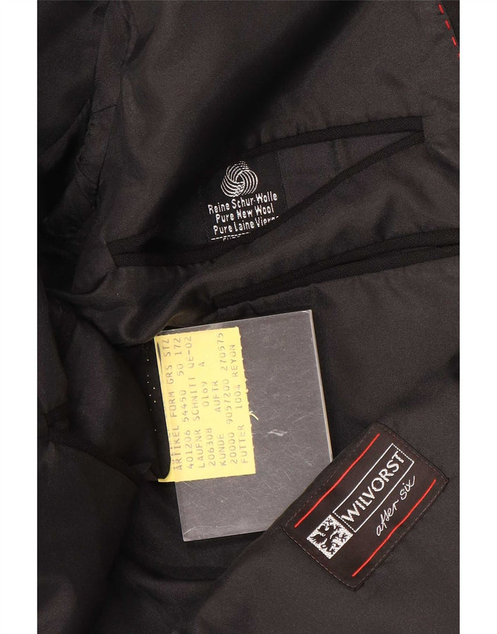 Wilvorst Herren-Blazer mit 1 Knopf, EU 50, große schwarze Wolle