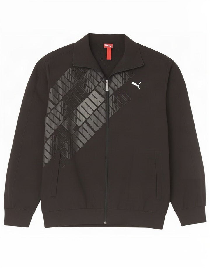 Puma Herren-Trainingsanzug mit grafischem Oberteil, groß, aus schwarzem Polyester