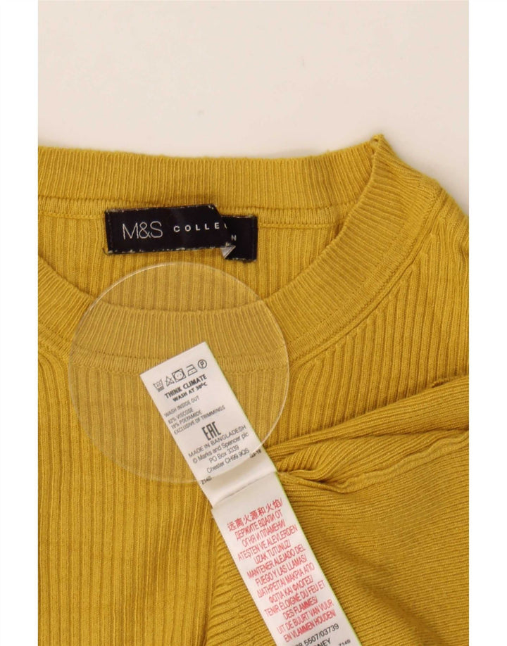 Marks & Spencer Damen-Pullover mit Rundhalsausschnitt, UK 12, mittelgelbe Viskose