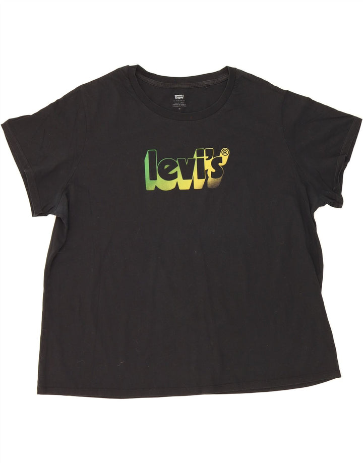 LEVI'S Mens Graphic T-Shirt Top 3XL Black Vintage Levi's and Second-Hand Levi's from Messina Hembry 