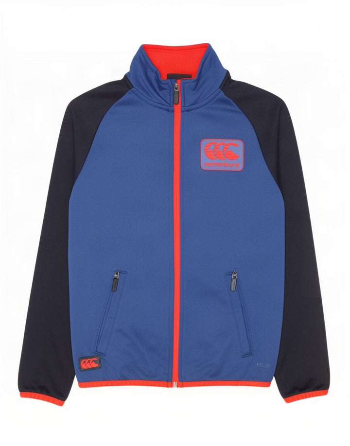 Canterbury Jungen-Trainingsanzug-Oberteiljacke, 7–8 Jahre, blaues Farbblockdesign