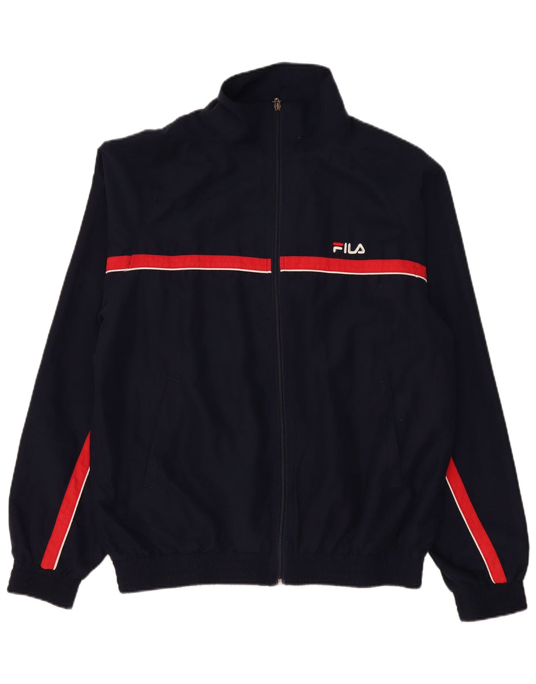 Fila Herren-Trainingsanzug-Oberteil, Jacke, groß, marineblau, gestreift, Polyester