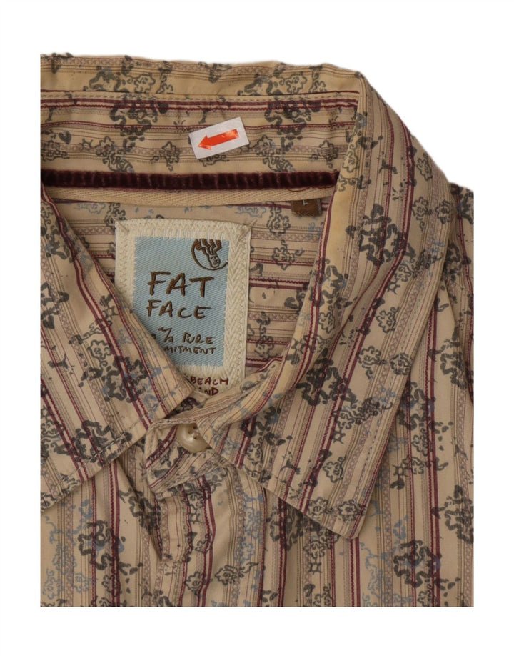 FAT FACE Herren-Hemd mit abstraktem Muster, groß, beige Baumwolle