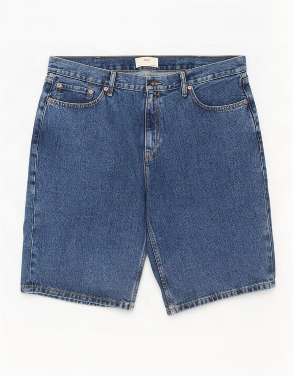 Marks & Spencer Herren Jeansshorts XL W38 Blaue Baumwolle