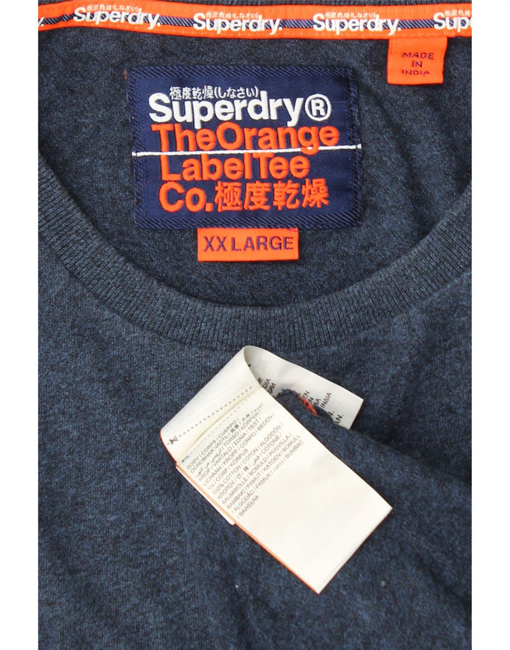 SUPERDRY Herren-Oberteil, langärmlig, 2XL, Marineblau, Colourblock-Baumwolle