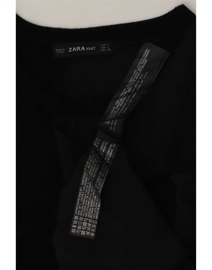 Zara Damen Asymmetrisches Trägershirt UK 16 Large Schwarz Cupro