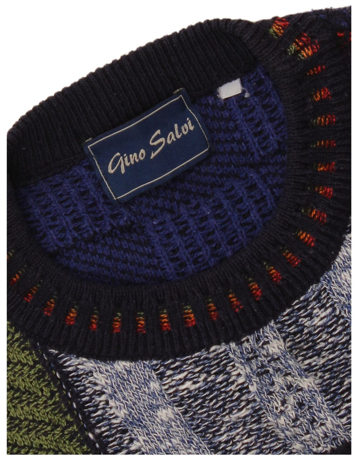 Vintage Herren Rundhalspullover Pullover XL Mehrfarbig Patchwork