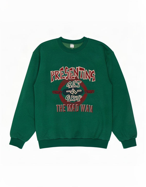 Vintage Herren Grafik Sweatshirt Pullover XL Grüne Baumwolle