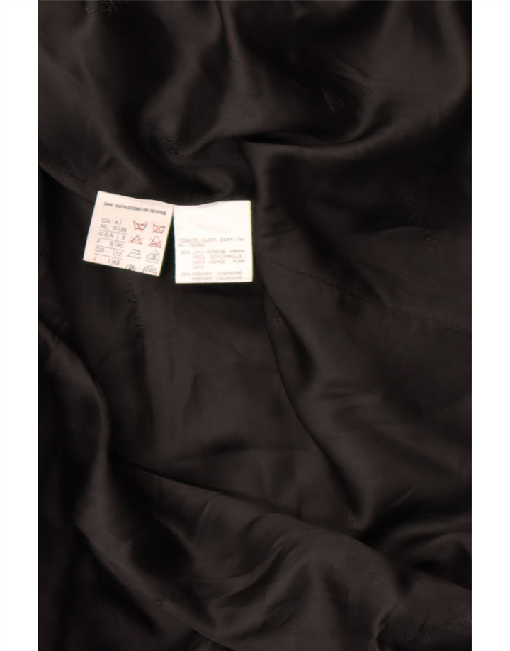 Max Mara Damen Woll-Zweireihermantel UK 12 Medium Black Wool Classic