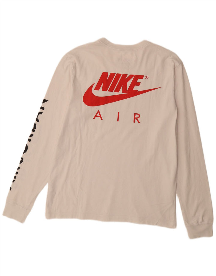NIKE Mens Standard Fit Graphic Top Long Sleeve Medium White Cotton