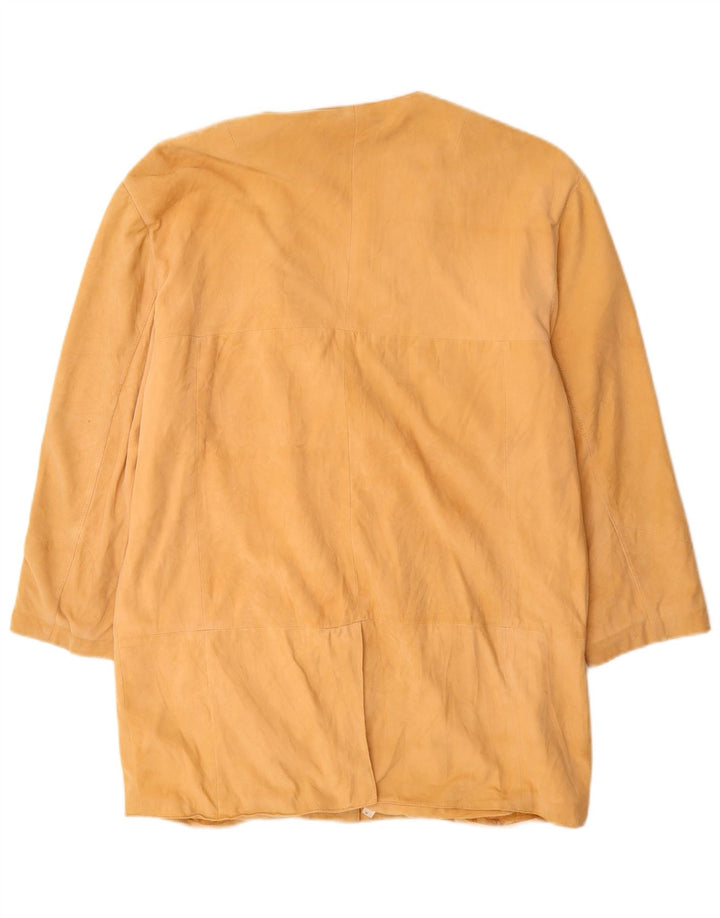 Vintage Damen 4-Knopf-Wildleder-Blazerjacke EU 42 Large Beige
