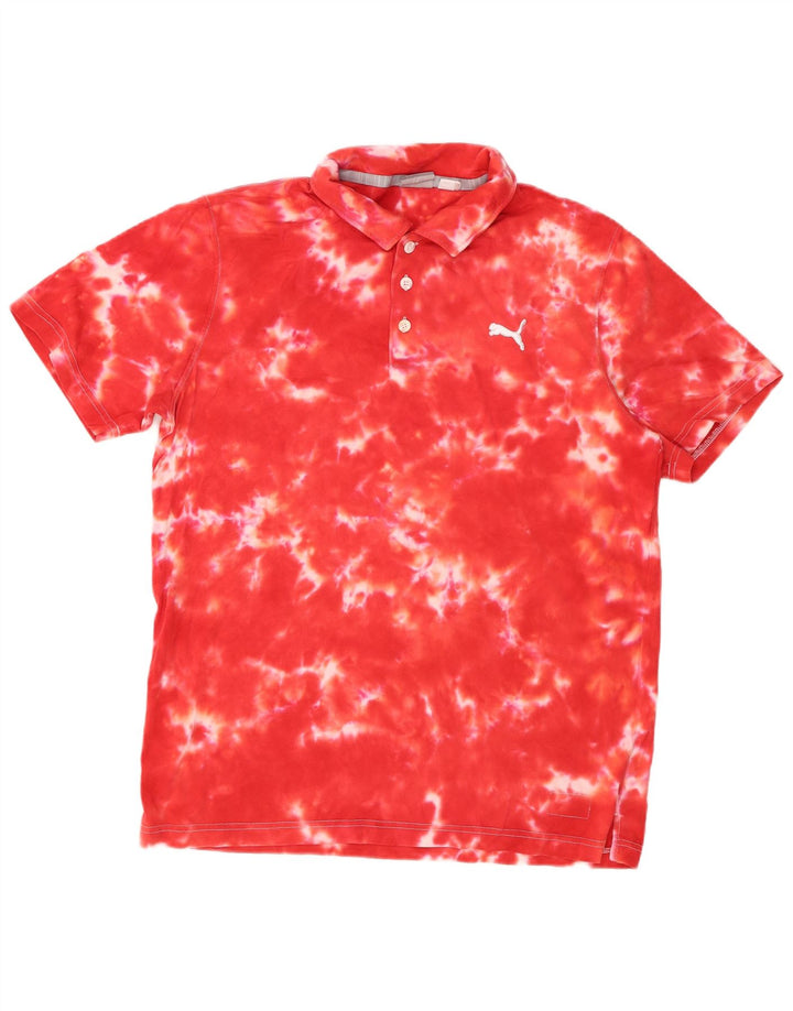 PUMA Herren Poloshirt Large Red Tie Dye