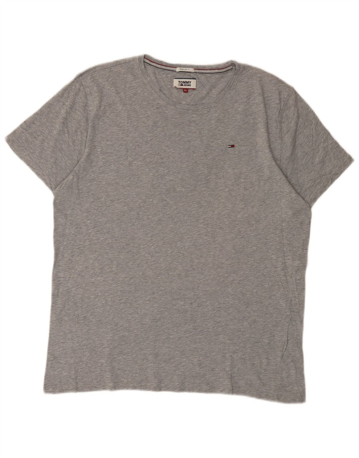 Tommy Hilfiger Herren-T-Shirt mit normaler Passform, XL, Grau meliert