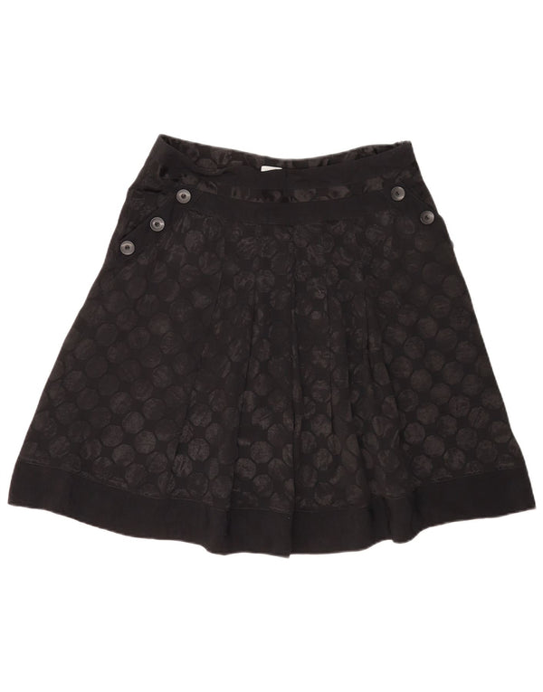OASIS Womens Pleated A-Line Skirt UK 10 Small W30 Black Polka Dot Viscose