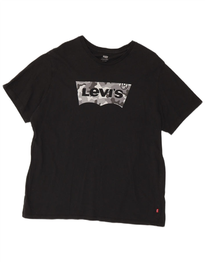 LEVI'S Herren Grafik-T-Shirt-Oberteil XL aus schwarzer Baumwolle