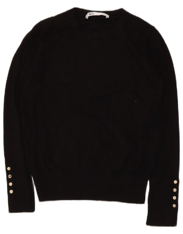 Zara Damen-Pullover mit U-Boot-Ausschnitt, Gr. 12, mittelschwarz