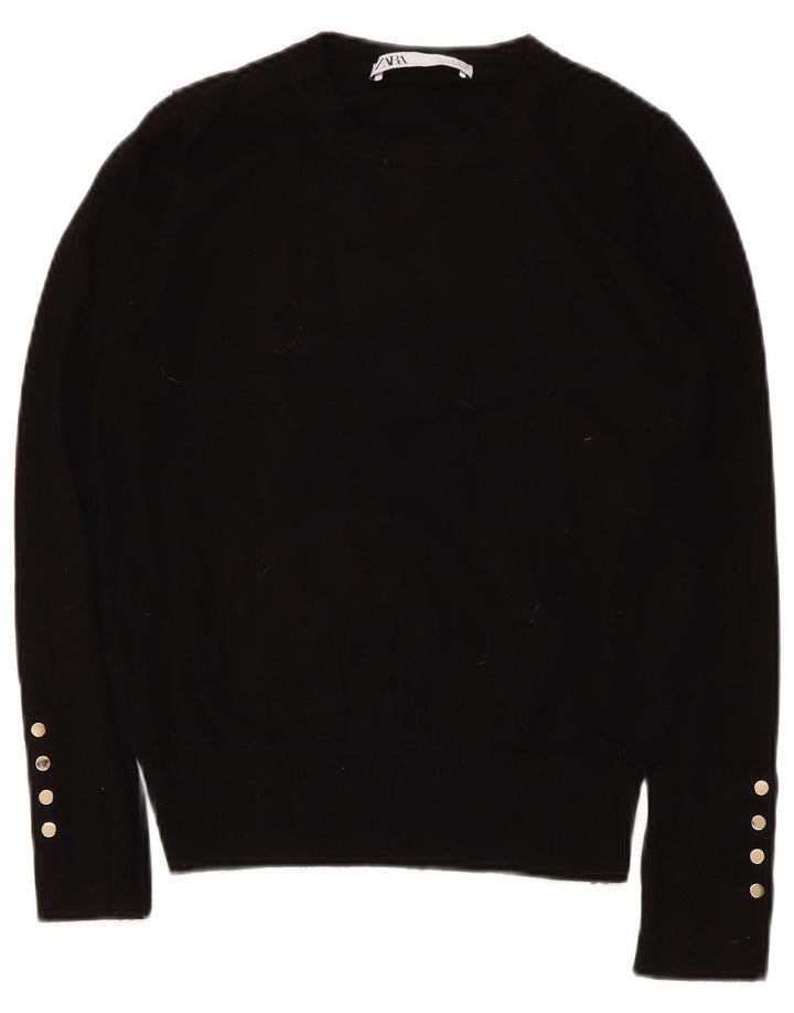 Zara Damen-Pullover mit U-Boot-Ausschnitt, Gr. 12, mittelschwarz