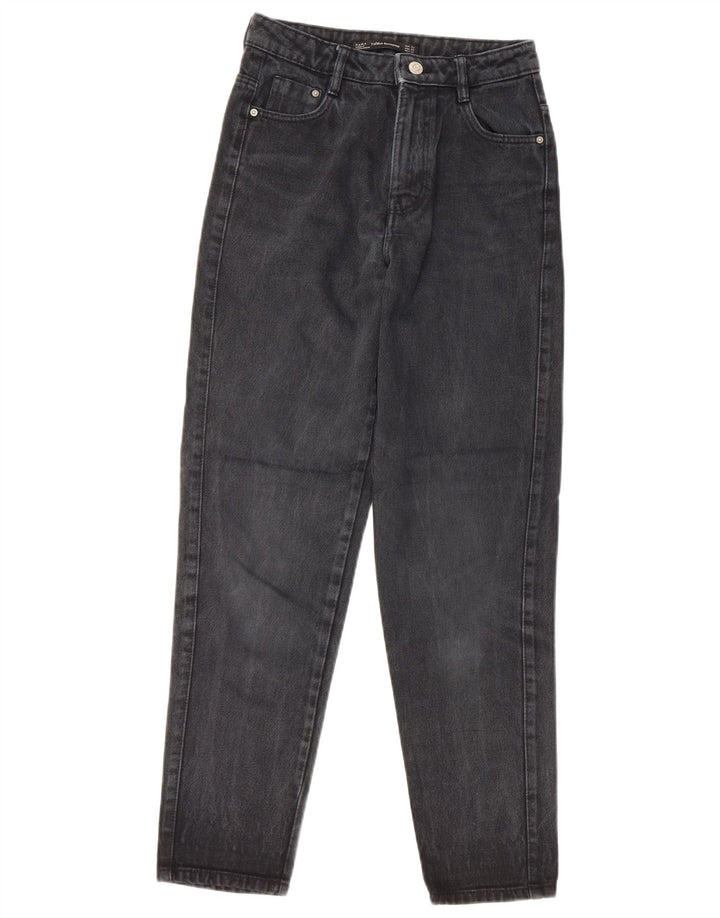 ZARA Damen Jeans mit hoher Taille, EU 32, 2XS, W22, L26, Schwarz