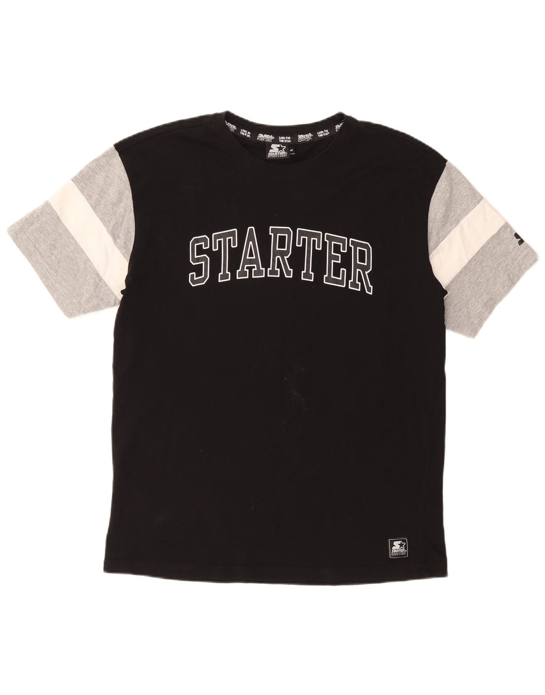 STARTER Herren-T-Shirt mit Grafik, Größe S, Schwarz, Colourblock-Baumwolle