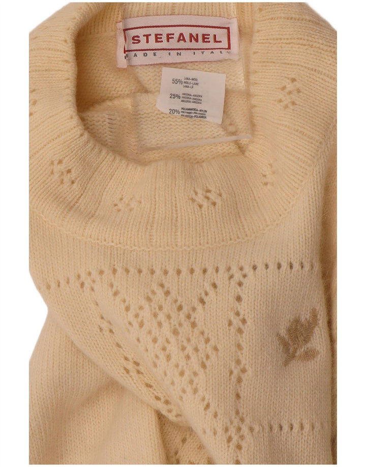 Stefanel Rollkragenpullover für Damen, Gr. 14, Mittel, gebrochenes Weiß, Blumenmuster