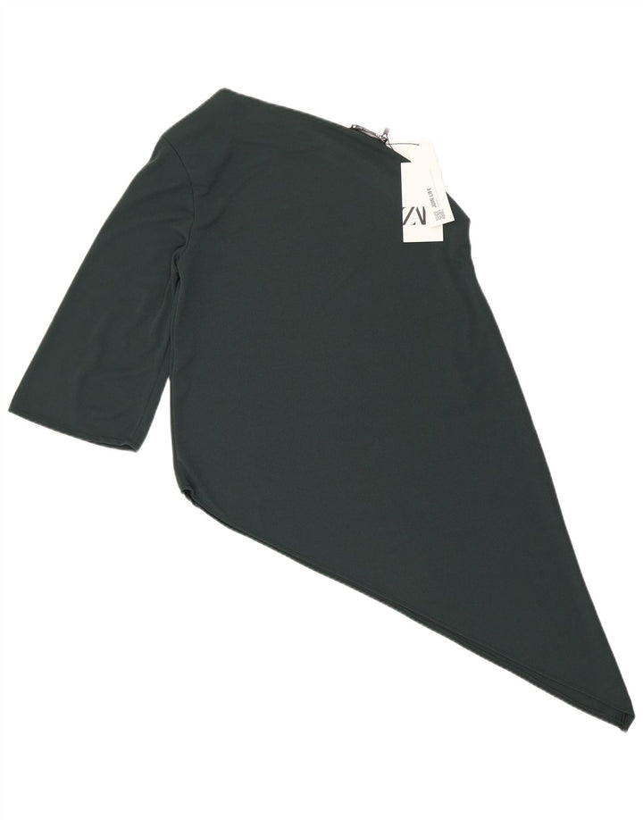 Asymmetrisches One-Shoulder-Oberteil von Zara für Damen, Gr. 10, Größe S, Grün, Polyester