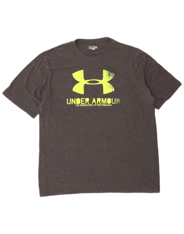 Under Armour Herren Heat Gear Graphic T-Shirt Top 2XL Grau Baumwolle