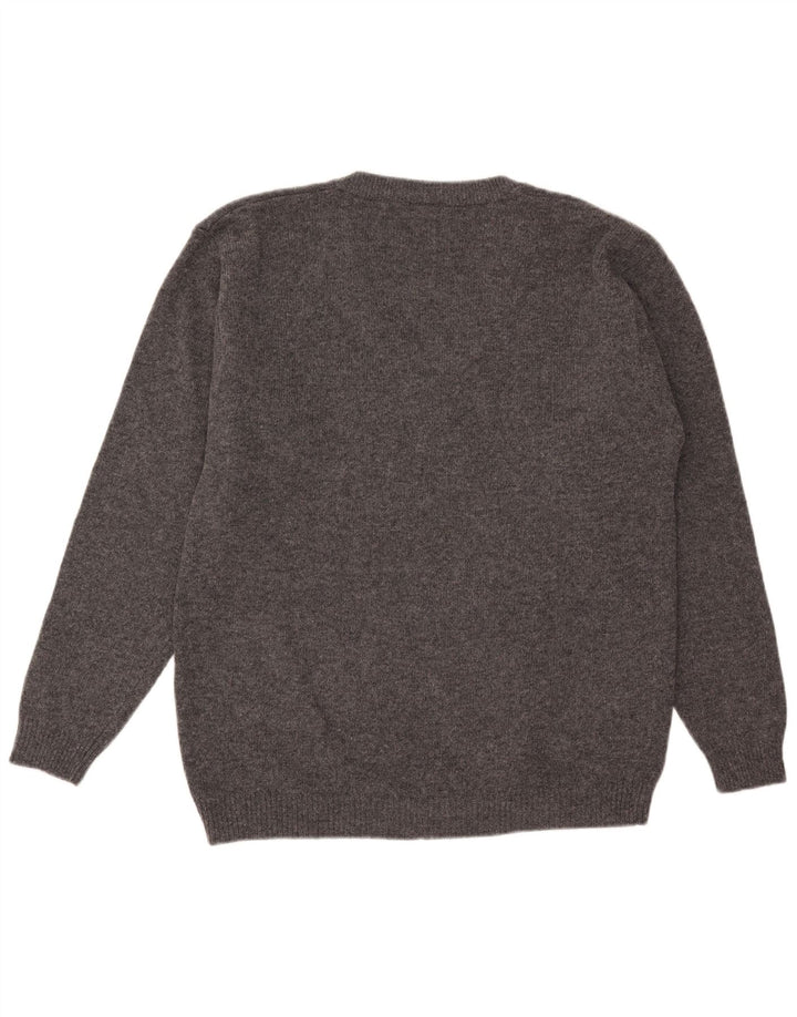 Vintage Herren Pullover mit V-Ausschnitt IT 52 Groß Grau Argyle/Diamant