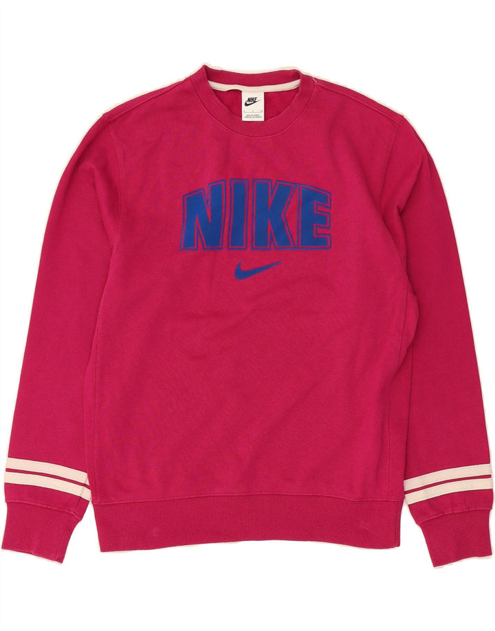 NIKE Mens Graphic Sweatshirt Jumper Small Pink Cotton Vintage Nike and Second-Hand Nike from Messina Hembry 