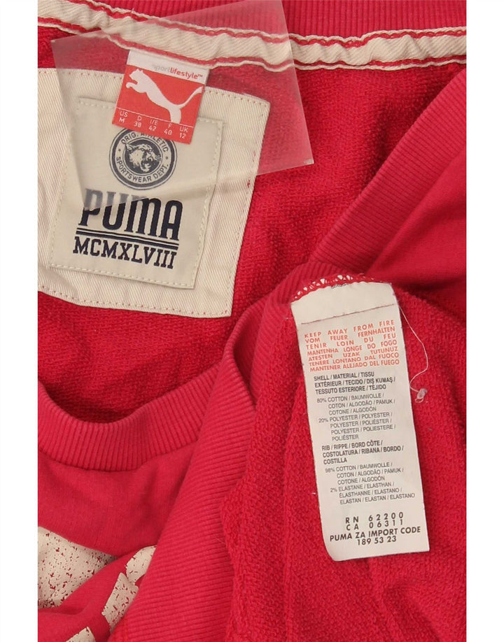 Puma Womens Graphic Sweatshirt Pullover UK 12 Mittelrosa Baumwolle