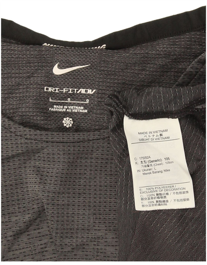 Nike Herren Dri Fit T-Shirt Top Large Grau Polyester Sport