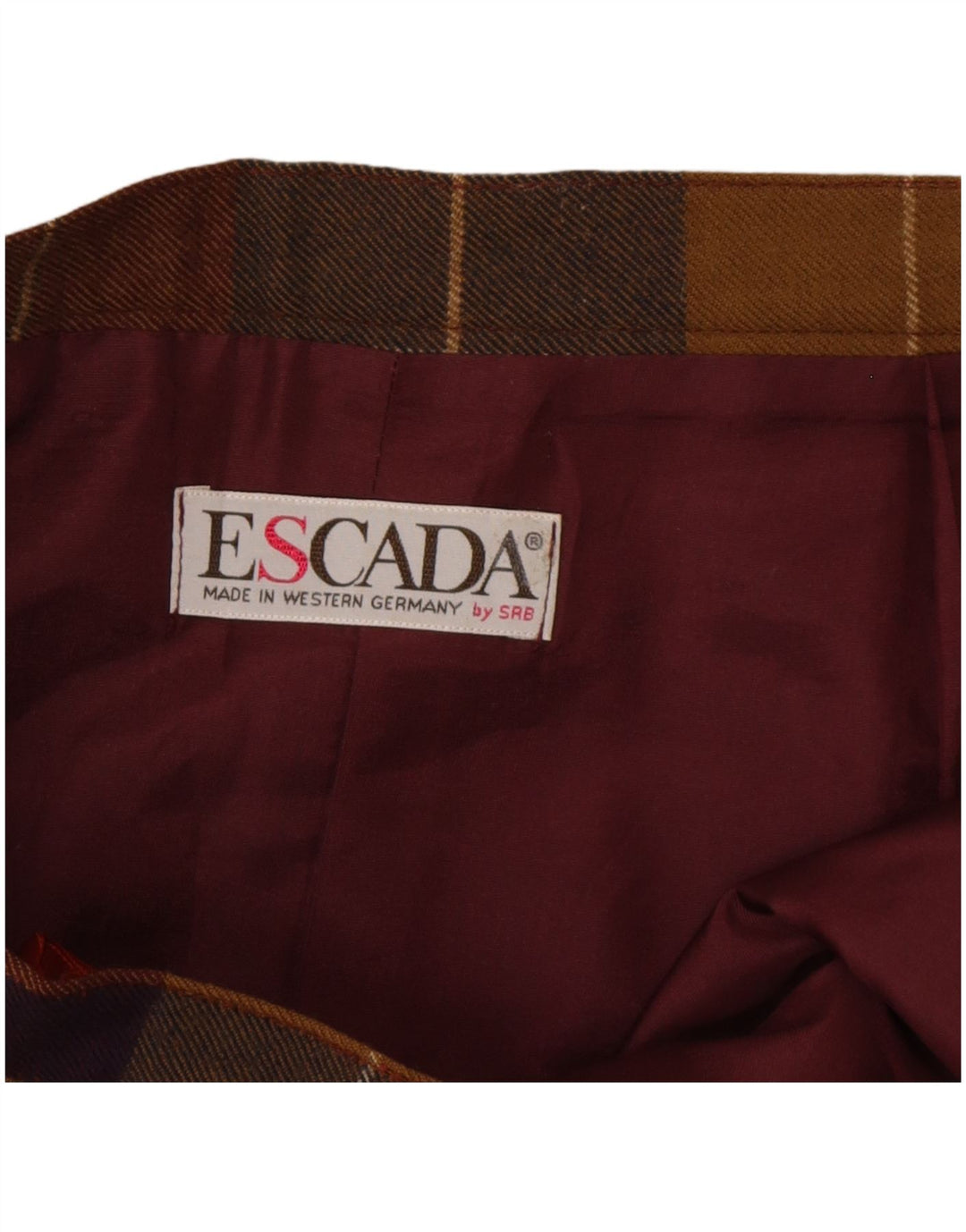 Escada Damen Plissee-A-Linien-Rock W30 Medium Mehrfarbig karierte Wolle