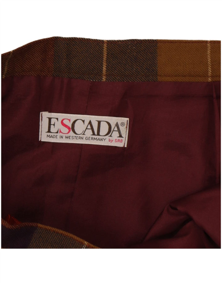 Escada Damen Plissee-A-Linien-Rock W30 Medium Mehrfarbig karierte Wolle