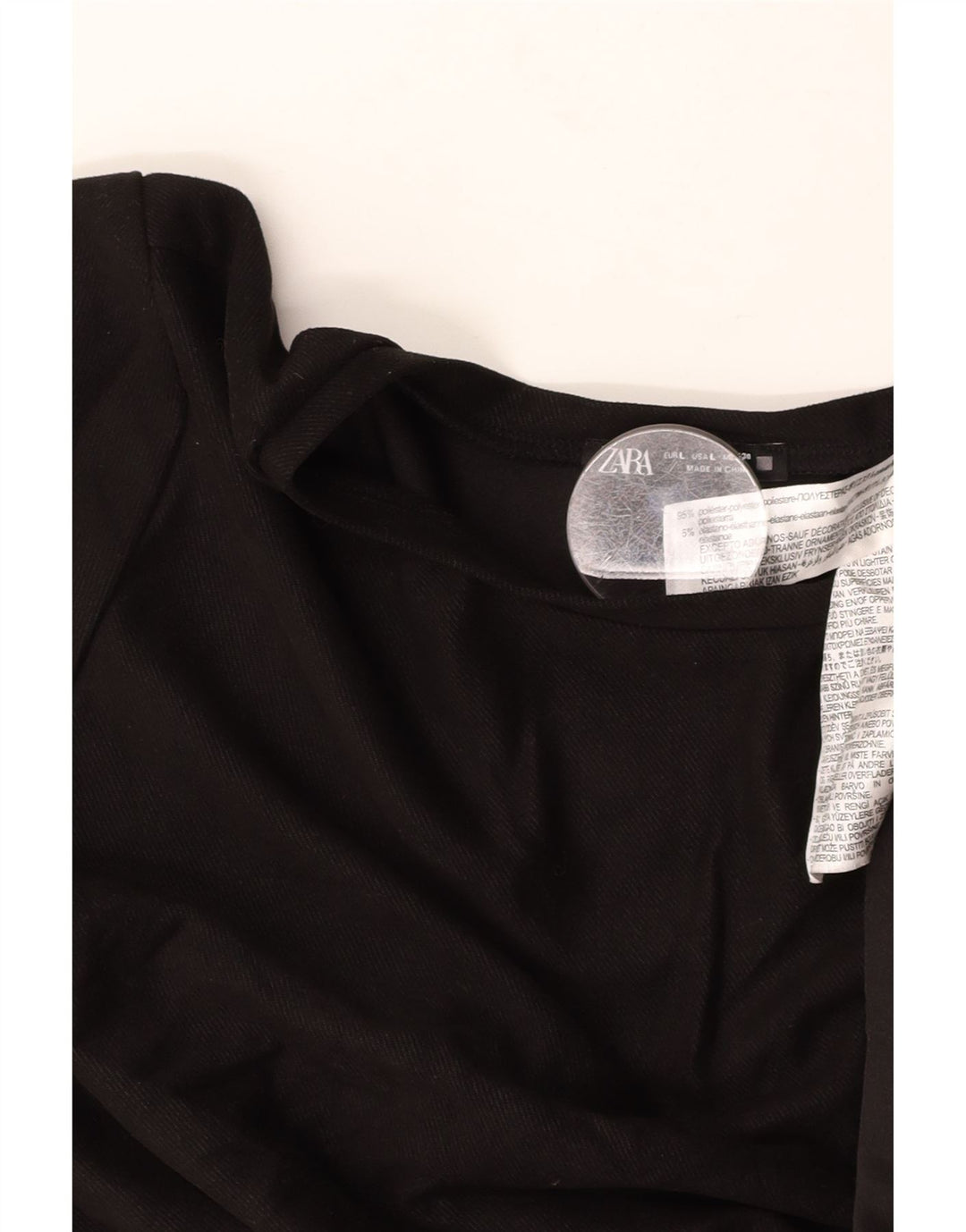 ZARA Damen-A-Linien-Kleid, Gr. 46, Größe L, Schwarz, Blumenmuster, Polyester