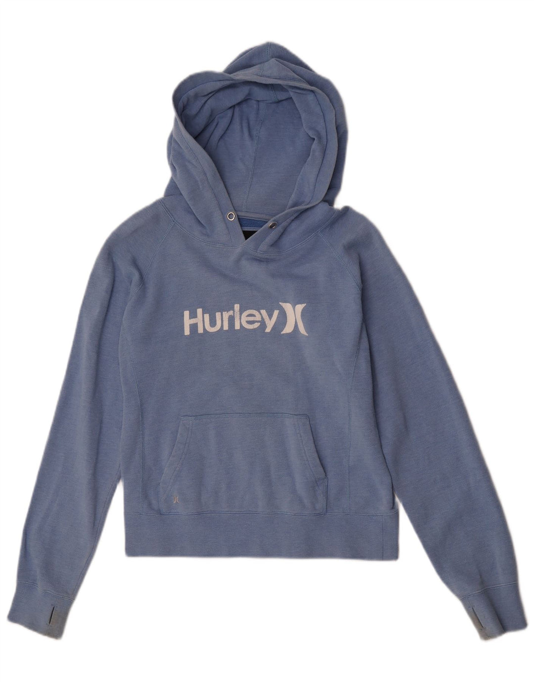 Hurley Damen-Pullover mit übergroßem grafischem Kapuzenpullover, Gr. 10, Größe S, Blau, Baumwolle