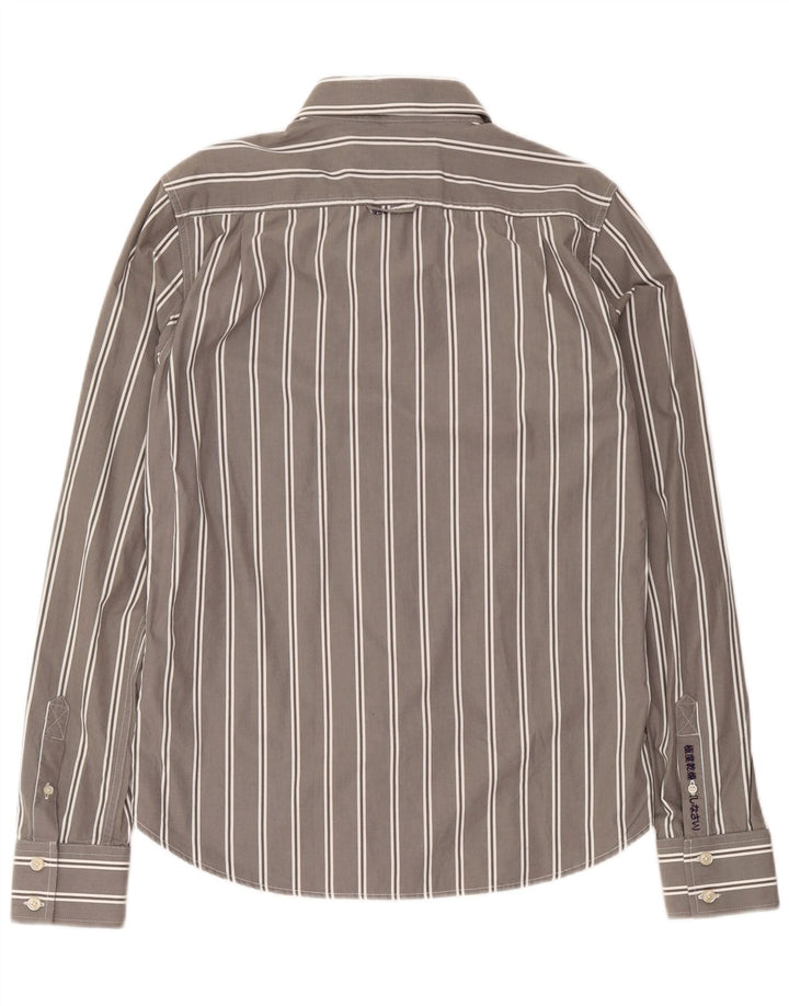 Superdry Herrenhemd XL grau gestreift aus Baumwolle