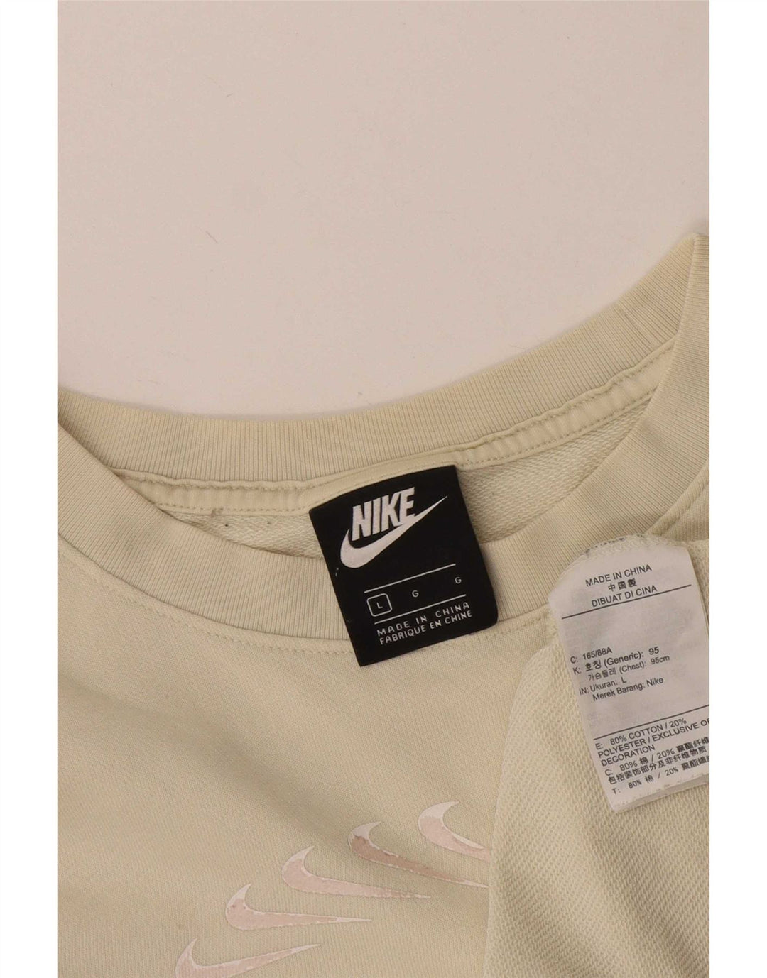 Nike Womens Graphic Oversized Sweatshirt Pullover UK 16 Large Beige Baumwolle