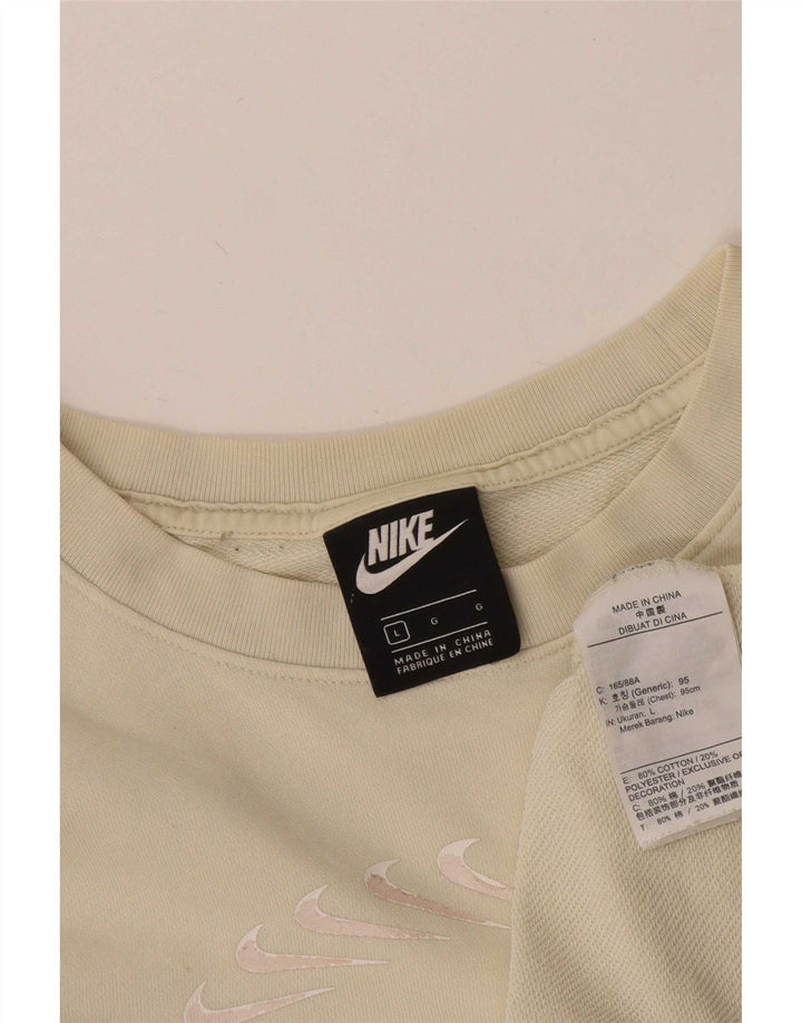 Nike Womens Graphic Oversized Sweatshirt Pullover UK 16 Large Beige Baumwolle