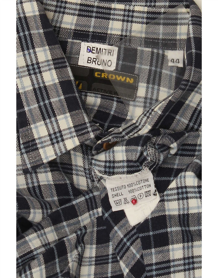 Crown Herren-Flanellhemd, Größe 44, XL, marineblau, kariert, Baumwolle