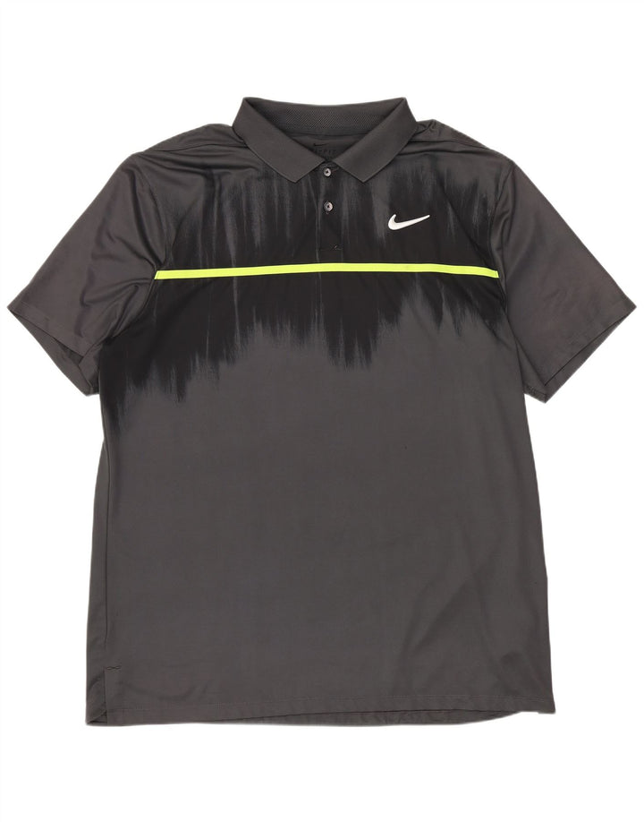 Nike Herren Dri Fit Standard Fit Poloshirt, großes graues Colourblock-Polyester