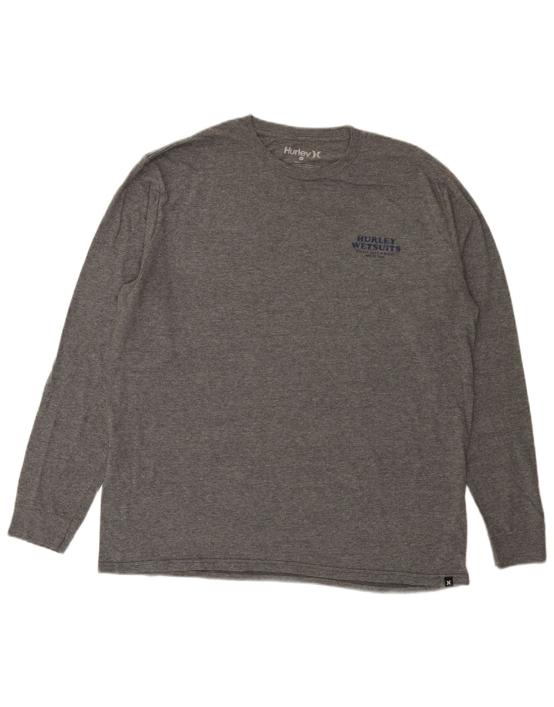 Hurley Herren-Oberteil mit Grafik, langärmlig, groß, grau gefleckte Baumwolle