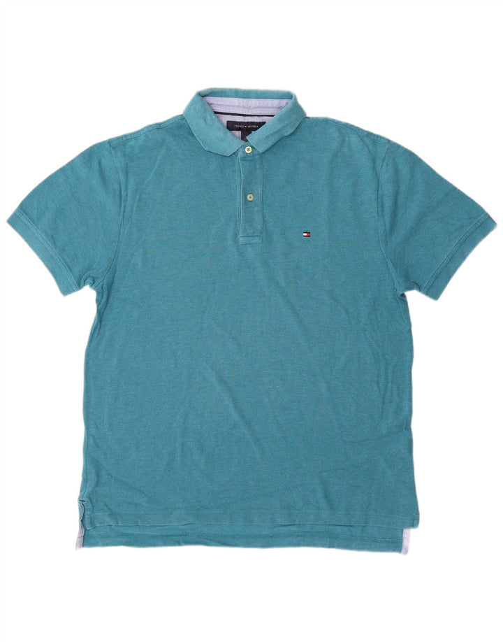 TOMMY HILFIGER Herren Poloshirt mittelblaue Baumwolle