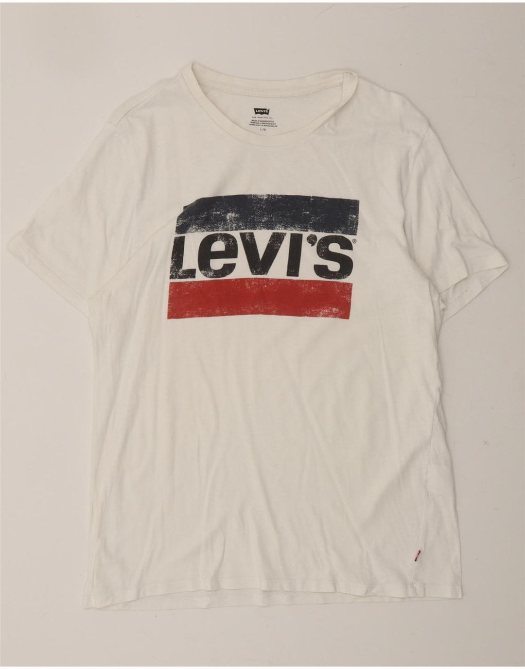 LEVI'S Mens Graphic T-Shirt Top Large White Vintage Levi's and Second-Hand Levi's from Messina Hembry 
