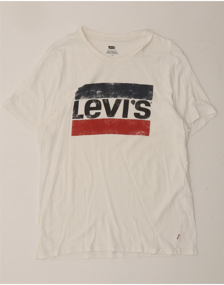 LEVI'S Mens Graphic T-Shirt Top Large White Vintage Levi's and Second-Hand Levi's from Messina Hembry 