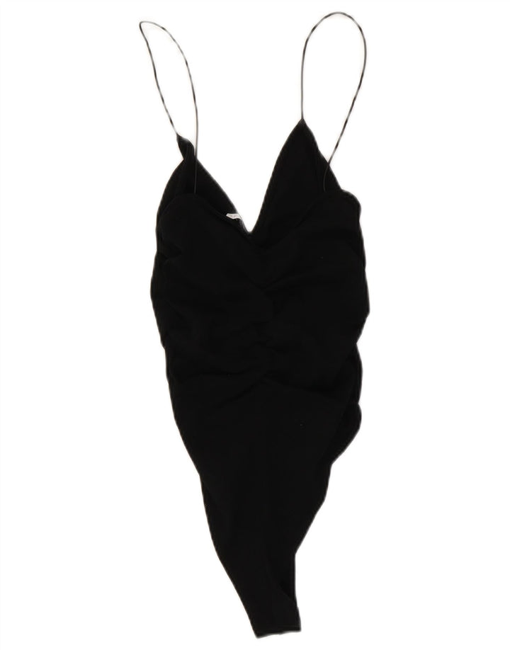Zara Damen Mini-Slip-Kleid UK 12 Medium Schwarz