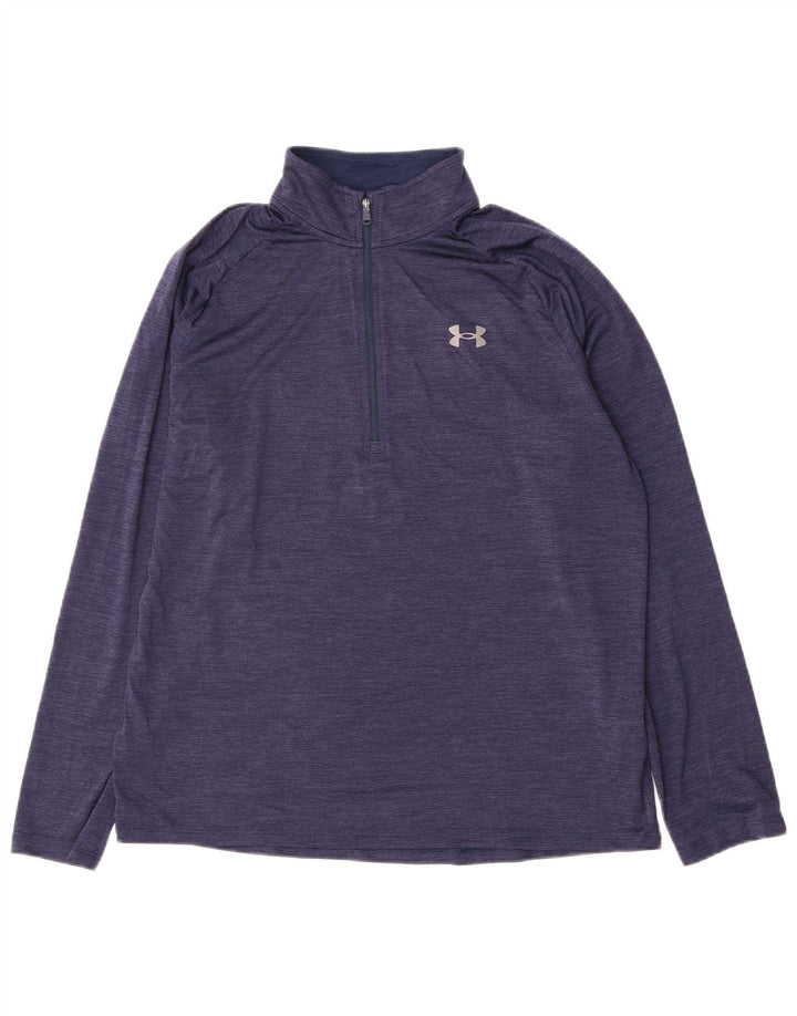 Under Armour Herren-Pullover-Trainingsanzugoberteil mit Reißverschluss und großem Marineblau-Nadelstreifenmuster