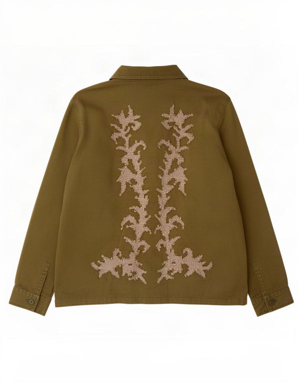 Zara Damen Graphic Utility Jacke UK 16 Large Khaki Paisley Cotton