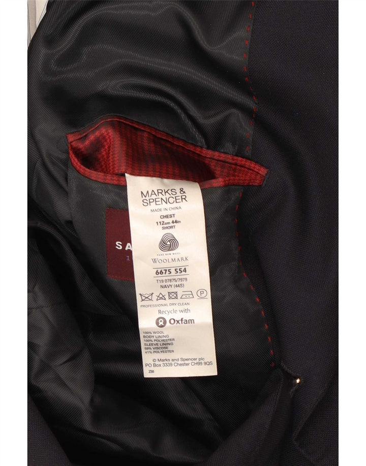 Marks & Spencer Herren-Blazer mit 2 Knöpfen, UK 44, XL, marineblaue Wolle