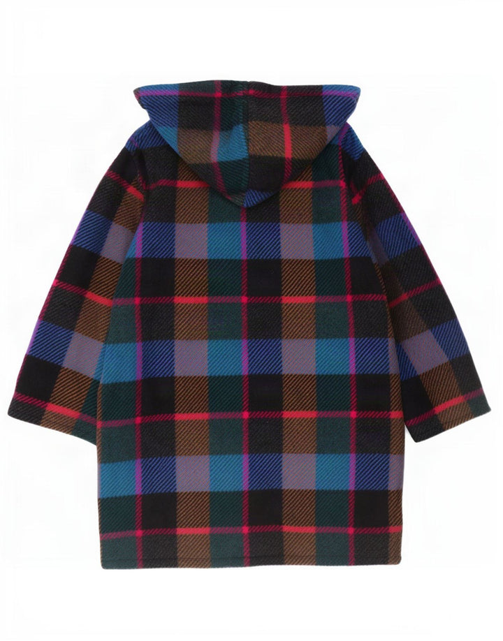 Vintage Damen Kapuzen-Doppelbrustmantel EU 44 XL Bunt kariert